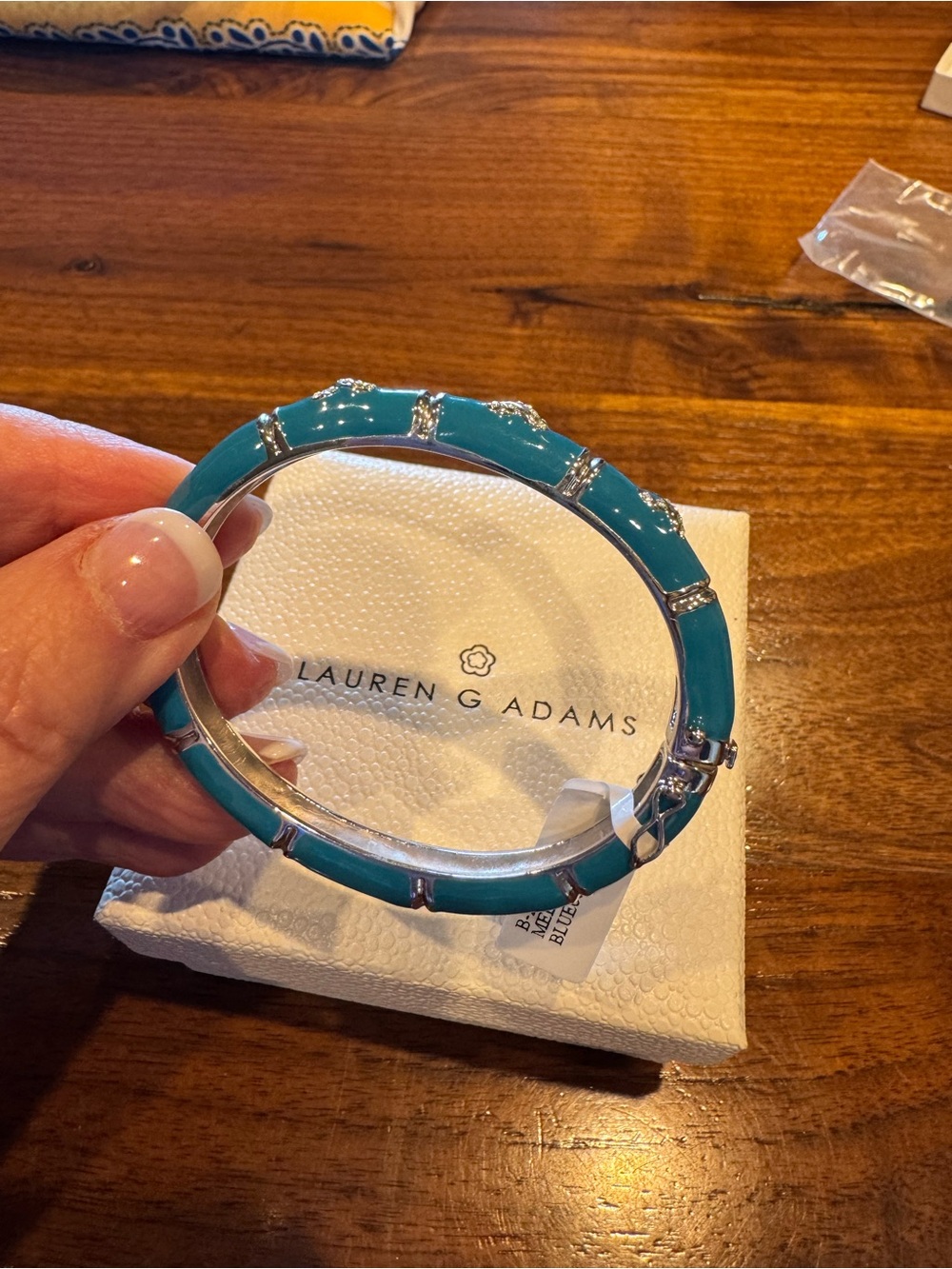 Lauren G Adams Teal Enamel Hinged Bracelet